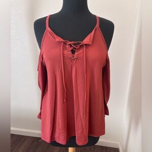 Women's Lace-Up Orange Top